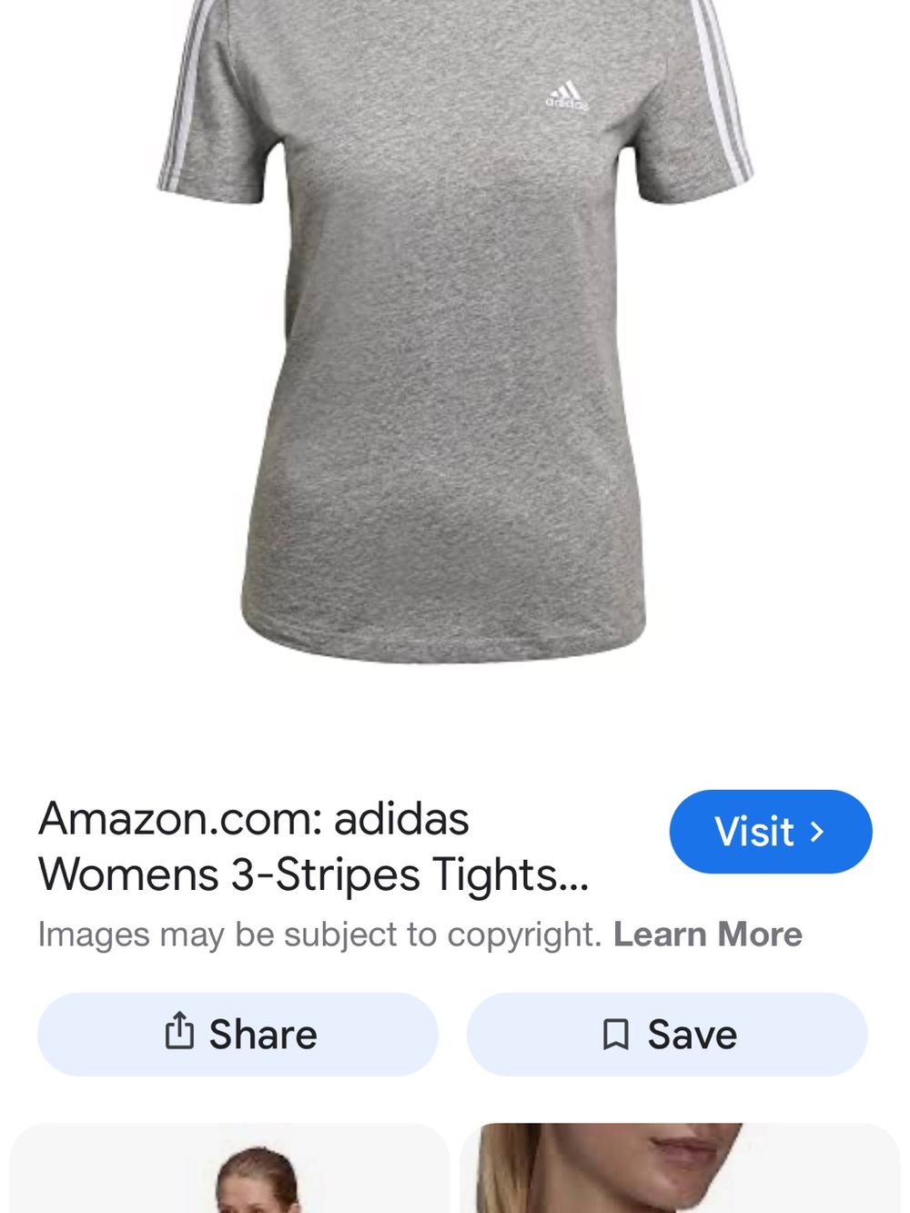 adidas Women’s Grey Heather 3-Stripe Crew Tee